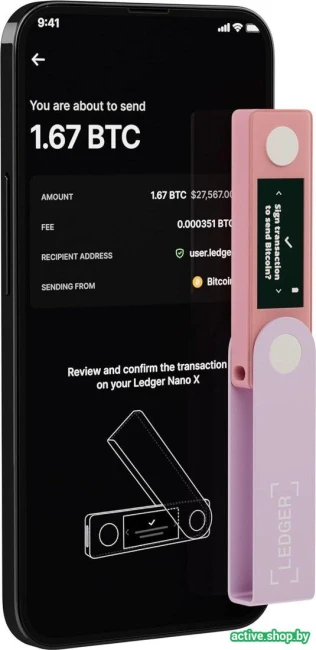 Аппаратный криптокошелек Ledger Nano X (розовый) - фото5
