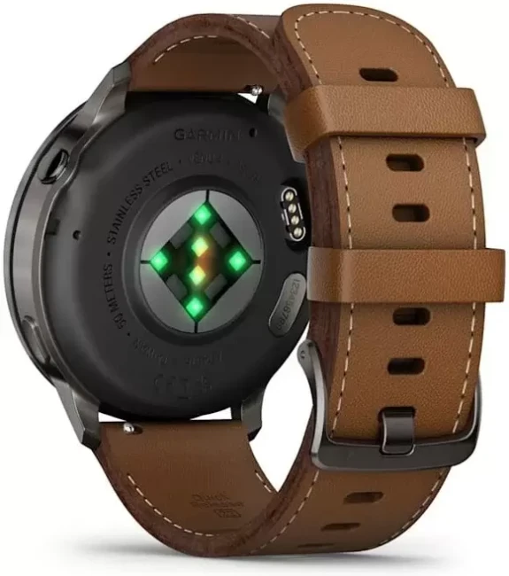 Умные часы Garmin Venu 4 45 мм (черный/коричневый кожаный) - фото4