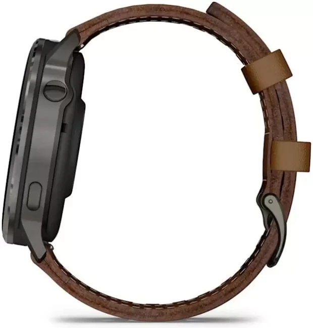 Умные часы Garmin Venu 4 45 мм (черный/коричневый кожаный) - фото2