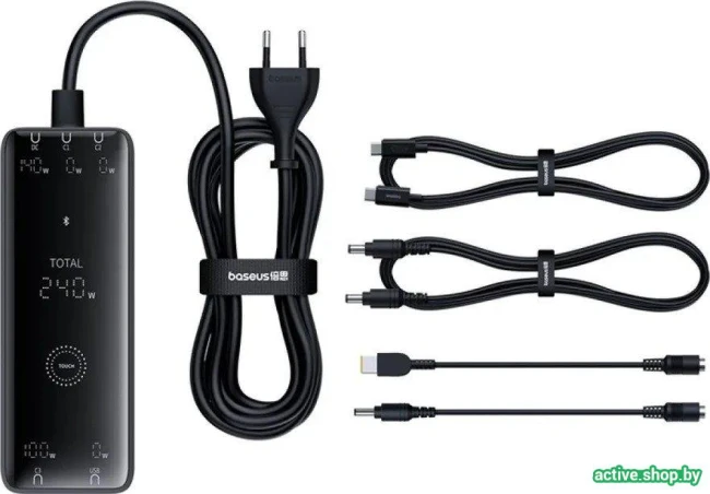 Сетевое зарядное Baseus Digital GaN Intelligent Desktop 3C+U+DC 240W P10163901113-00 (черный) - фото6