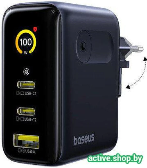 Сетевое зарядное Baseus PicoGo AE21 Fast Charger 2C+U 100W EU E0121B00 - фото