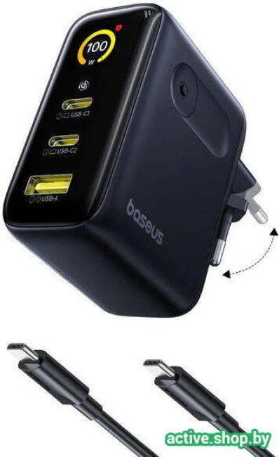 Сетевое зарядное Baseus PicoGo AE21 Fast Charger 2C+U 100W EU E0121B00 - фото3