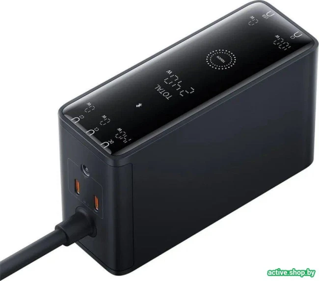 Сетевое зарядное Baseus Digital GaN Intelligent Desktop 3C+U+DC 240W P10163901113-00 (черный) - фото2