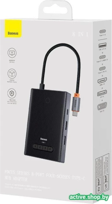 Док-станция Baseus Focus Series 8 Port Four-Screen Type-C Hub Adapter WKYY030413 - фото3