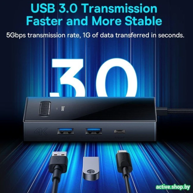Док-станция Baseus Focus Series 8 Port Four-Screen Type-C Hub Adapter WKYY030413 - фото5