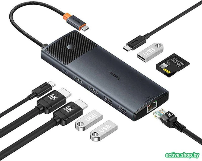 Док-станция Baseus Metal Gleam Series II 10-in1 USB Hub B00061800123-00 - фото