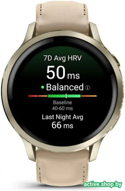 Умные часы Garmin Venu 4 41 мм (золотистый/песочный кожаный) - фото3