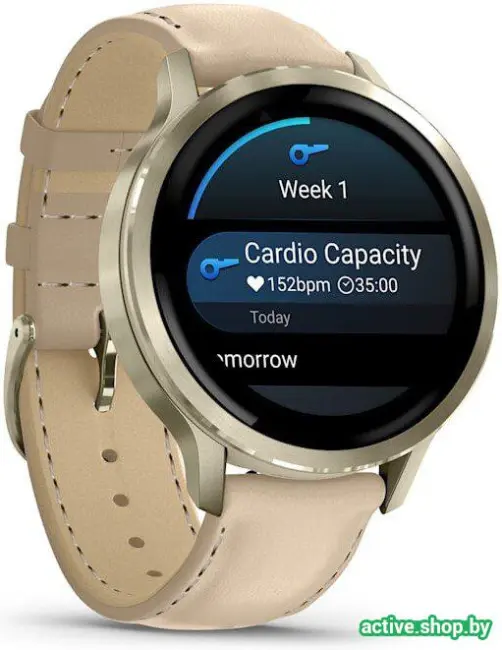 Умные часы Garmin Venu 4 41 мм (золотистый/песочный кожаный) - фото5