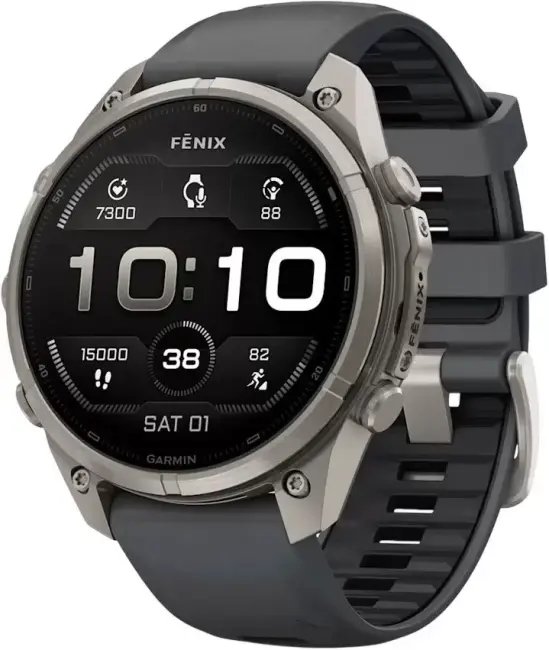 Умные часы Garmin Fenix 9 Pro 47 мм (титановый, черный силиконовый ремешок) - фото