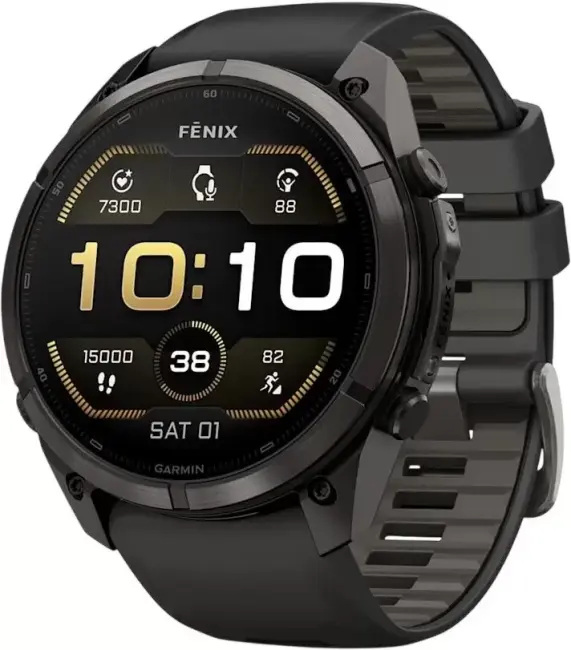 Умные часы Garmin Fenix 9 Pro 51 мм (темно-серый, черный силиконовый ремешок) - фото