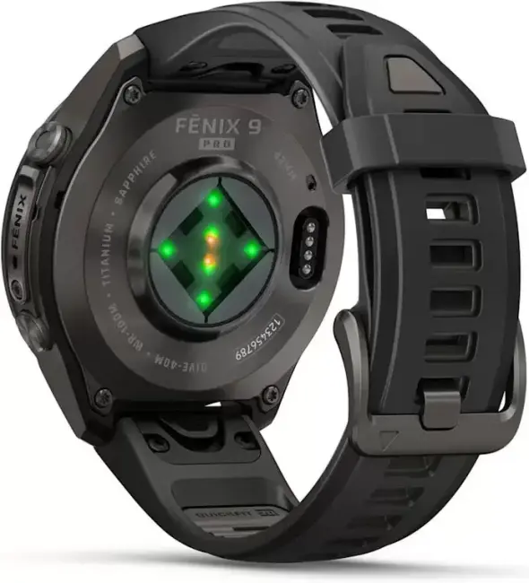 Умные часы Garmin Fenix 9 Pro 43 мм (темно-серый, черный силиконовый ремешок) - фото6