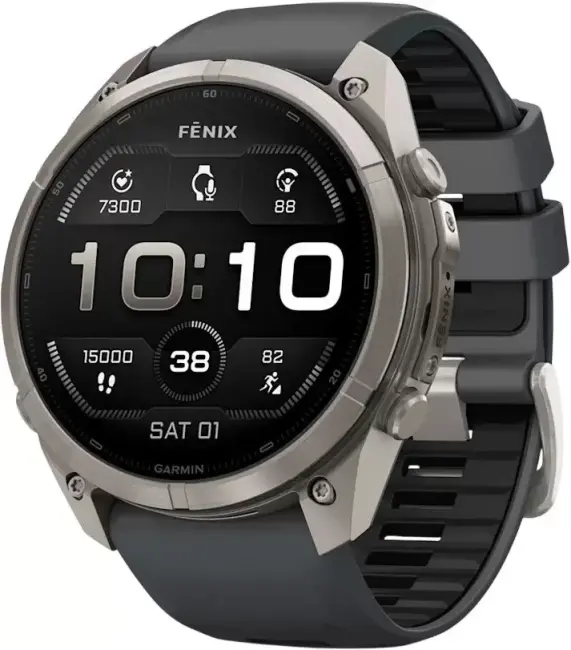 Умные часы Garmin Fenix 9 Pro 51 мм (титановый, черный силиконовый ремешок) - фото