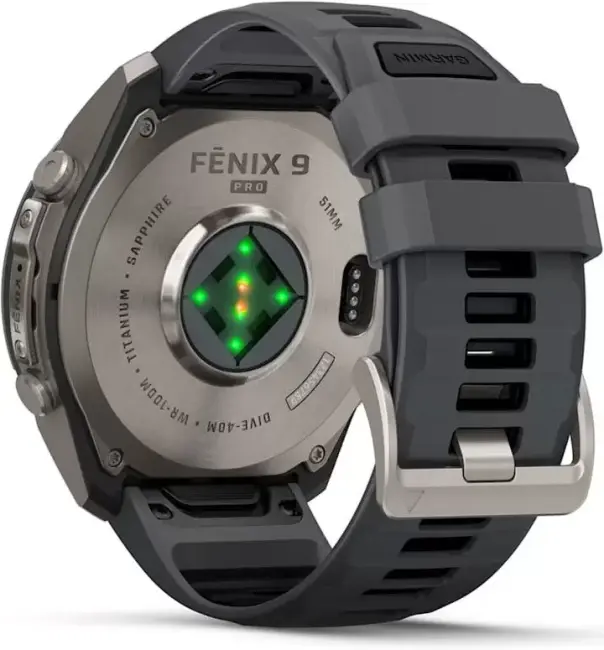 Умные часы Garmin Fenix 9 Pro 51 мм (титановый, черный силиконовый ремешок) - фото4