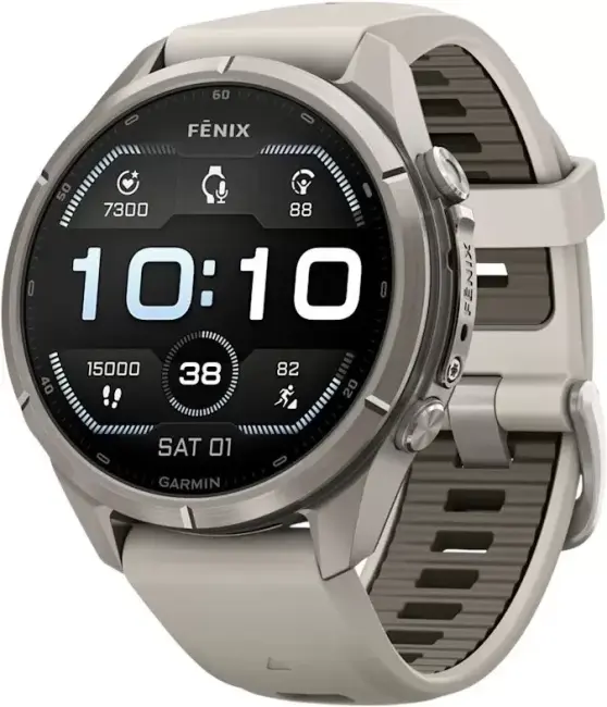 Умные часы Garmin Fenix 9 Pro 43 мм (серый, серый силиконовый ремешок) - фото
