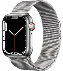 Смарт-часы Apple Watch Series 7 LTE 41mm stainless steel серебристый (MKHF3) - фото