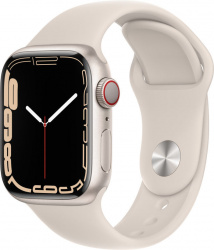 Смарт-часы Apple Watch Series 7 LTE 41 мм (алюминий сияющая звезда/сияющая звезда спортивный) - фото