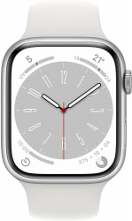 Смарт-часы Apple Watch Series 8 45 мм (алюминиевый корпус, серебристый/белый, спортивный силиконовый ремешок) - фото2