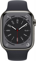 Смарт-часы Apple Watch Series 8 LTE 45 мм (корпус из нержавеющей стали, темно-серый/темно-серый, силиконовый ремешок) - фото2