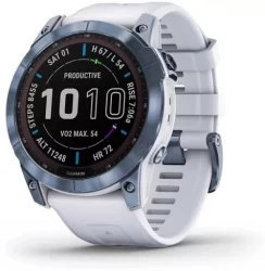 Умные часы Garmin Fenix 7X Sapphire Solar 51 мм (голубой минерал/белый камень) - фото