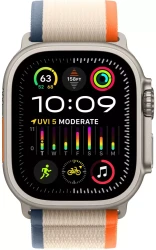 Умные часы Apple Watch Ultra 2 LTE 49 мм (титановый корпус, титановый/бежево-оранжевый, нейлоновый ремешок размера M/L) - фото2