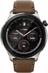 Умные часы Amazfit GTR 4 (серебристый, с коричневым кожаным ремешком) - фото4