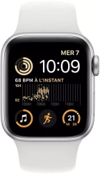 Умные часы Apple Watch SE 2 44 мм (алюминиевый корпус, серебристый/белый, спортивный силиконовый ремешок S/M) - фото2