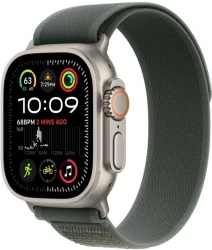 Умные часы Apple Watch Ultra 2 LTE 49 мм (титановый корпус, титановый/зеленый, нейлоновый ремешок S/M) - фото