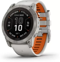 Умные часы Garmin Fenix 7 Pro Sapphire Solar (титан/оранжевый) - фото