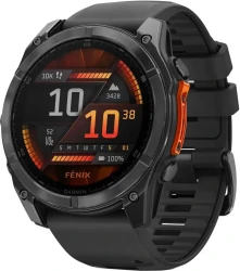 Умные часы Garmin Fenix 8 51мм (серый, черный силиконовый ремешок) - фото