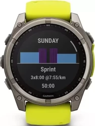 Умные часы Garmin Fenix 8 Solar, Sapphire 47мм (титановый, желтый силиконовый ремешок) - фото4