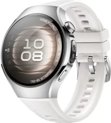 Умные часы Huawei Watch 5 42 мм (серебристый, с белым силиконовым ремешком, международная версия) - фото