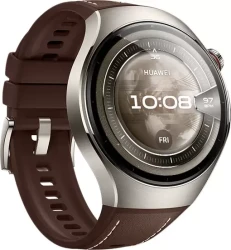 Умные часы Huawei Watch 5 46 мм (титановый, с коричневым силиконовым ремешком, международная версия) - фото5