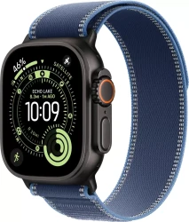 Умные часы Apple Watch Ultra 3 LTE 49 мм (титановый корпус, черный/синий, нейлоновый ремешок размера S/M) - фото