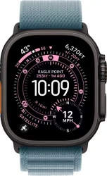 Умные часы Apple Watch Ultra 3 LTE 49 мм (титановый корпус, черный/голубой, текстильный ремешок размера M) - фото2