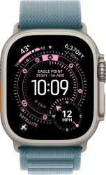 Умные часы Apple Watch Ultra 3 LTE 49 мм (титановый корпус, природный/голубой, текстильный ремешок размера M) - фото2