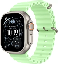 Умные часы Apple Watch Ultra 3 LTE 49 мм (титановый корпус, природный/салатовый, ремешок из эластомера) - фото