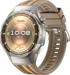 Умные часы Huawei Watch GT 6 Pro 46 мм (серебристый, с коричневым плетеным ремешком, международная версия) - фото