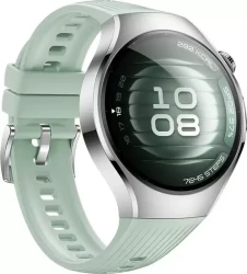 Умные часы Huawei Watch 5 42 мм (серебристый, с зеленым силиконовым ремешком, международная версия) - фото3