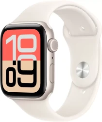 Умные часы Apple Watch SE 3 LTE 44 мм (алюминиевый корпус, звездный свет/звездный свет, спортивный силиконовый ремешок M/L) - фото