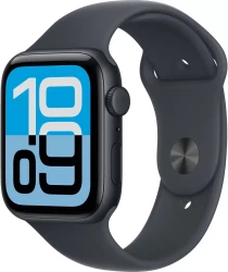 Умные часы Apple Watch SE 3 LTE 44 мм (алюминиевый корпус, полуночный/полуночный, спортивный силиконовый ремешок M/L) - фото