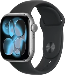Умные часы Apple Watch Series 11 46 мм (алюминиевый корпус, космический серый/черный, спортивный силиконовый ремешок S/M) - фото