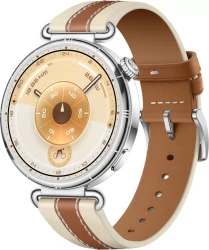 Умные часы Huawei Watch GT 6 41 мм (серебристый, с коричневым кожаным ремешком, международная версия) - фото
