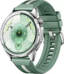 Умные часы Huawei Watch GT 6 46 мм (серебристый, с зеленым плетеным ремешком, международная версия) - фото