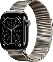 Умные часы Apple Watch Series 11 LTE 42 мм (титановый корпус, сланец/природный, миланская петля) - фото