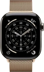 Умные часы Apple Watch Series 11 LTE 42 мм (титановый корпус, природный/золотистый, миланская петля) - фото2