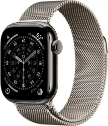 Умные часы Apple Watch Series 11 LTE 46 мм (титановый корпус, сланец/природный, миланская петля) - фото