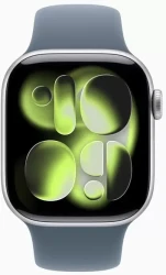 Умные часы Apple Watch Series 11 42 мм (алюминиевый корпус, серебристый/синий, спортивный силиконовый ремешок) - фото2