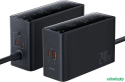 Сетевое зарядное Baseus Digital GaN Intelligent Desktop 3C+U+DC 240W P10163901113-00 (черный) - фото4