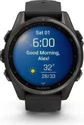 Умные часы Garmin Fenix 8 Sapphire 43мм (титановый угольно-черный DLC, пепельно-серый ремешок) - фото3