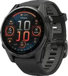 Умные часы Garmin Fenix 8 Sapphire 43мм (титановый угольно-черный DLC, пепельно-серый ремешок) - фото2